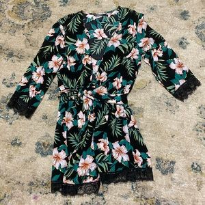 Tropical floral swim suit cover up, size large